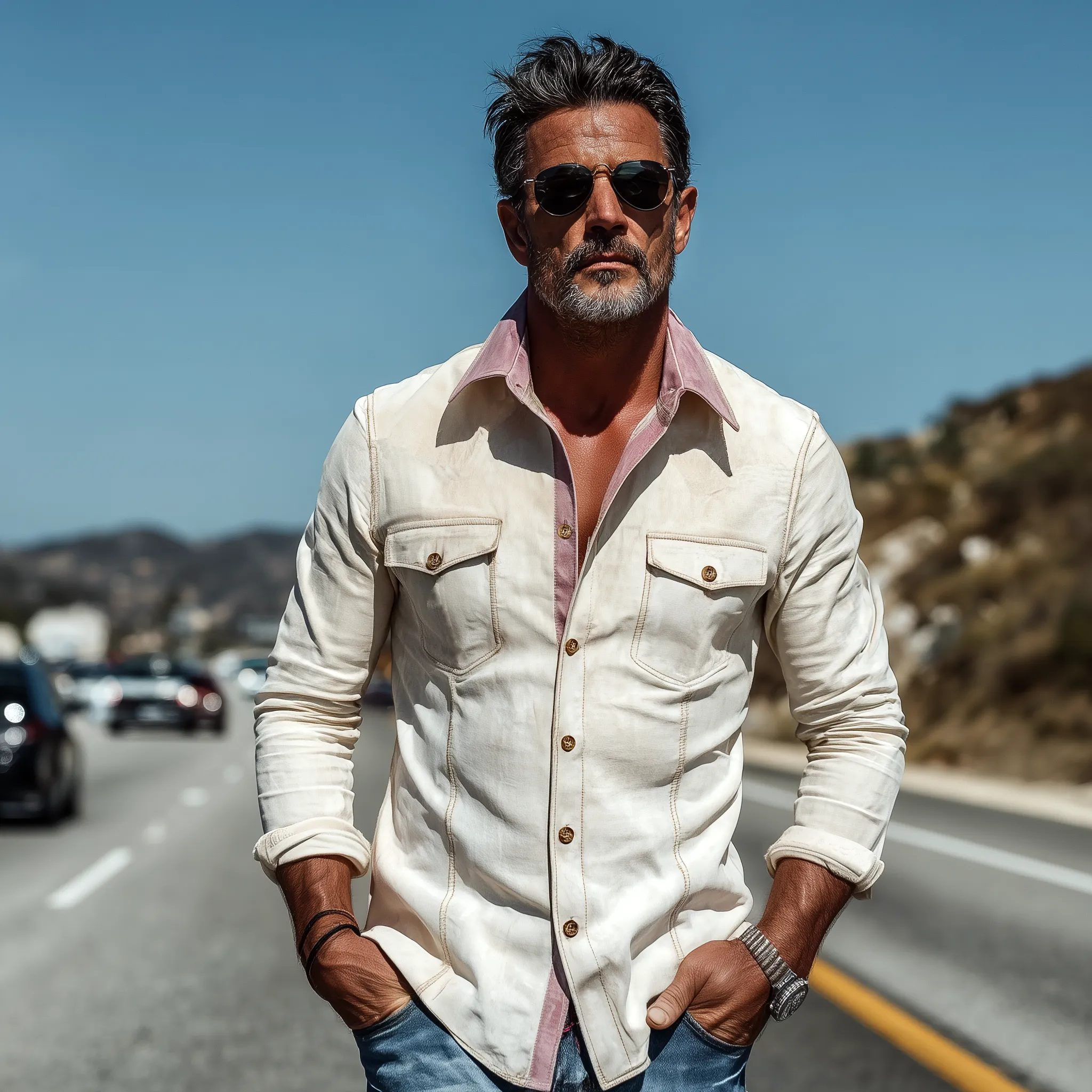 Men's Spring And Summer Fashion Casual Thin Suede Stitching Contrast Color Slim Long Sleeve Shirt MTA1704G5K sold by Manly product image thumbnail 3