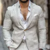 Men's Casual Solid Color Breathable Linen Notch Lapel Single-breasted Slim-fit Blazer MTA1784G7M sold by Manly