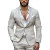 Men's Casual Solid Color Breathable Linen Notch Lapel Single-breasted Slim-fit Blazer MTA1784G7M sold by Manly
