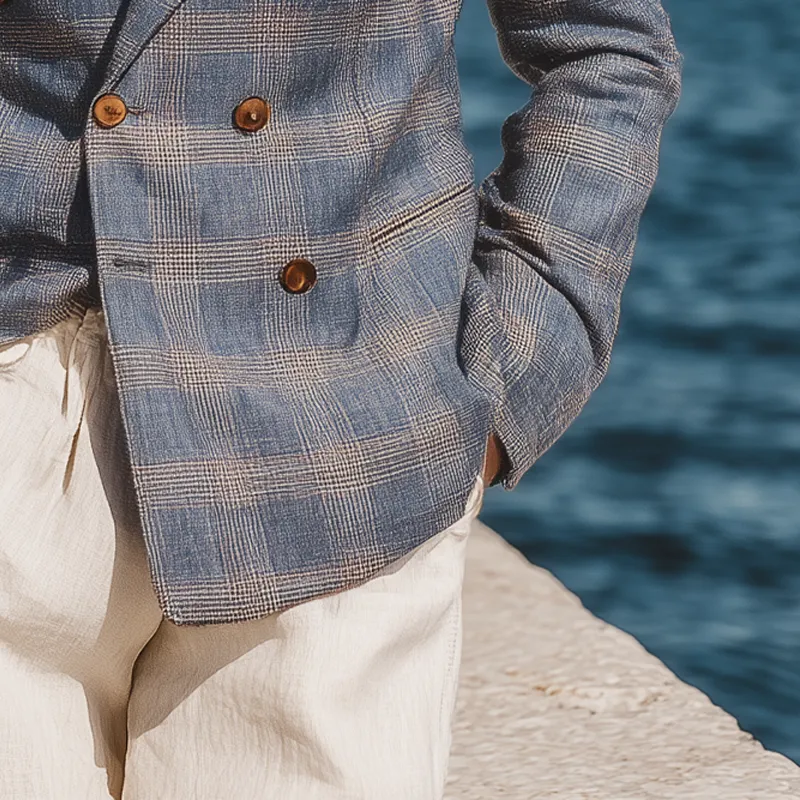 Men's Check Print Double Breasted Blazer MTA1735G0X sold by Manly product image thumbnail 3