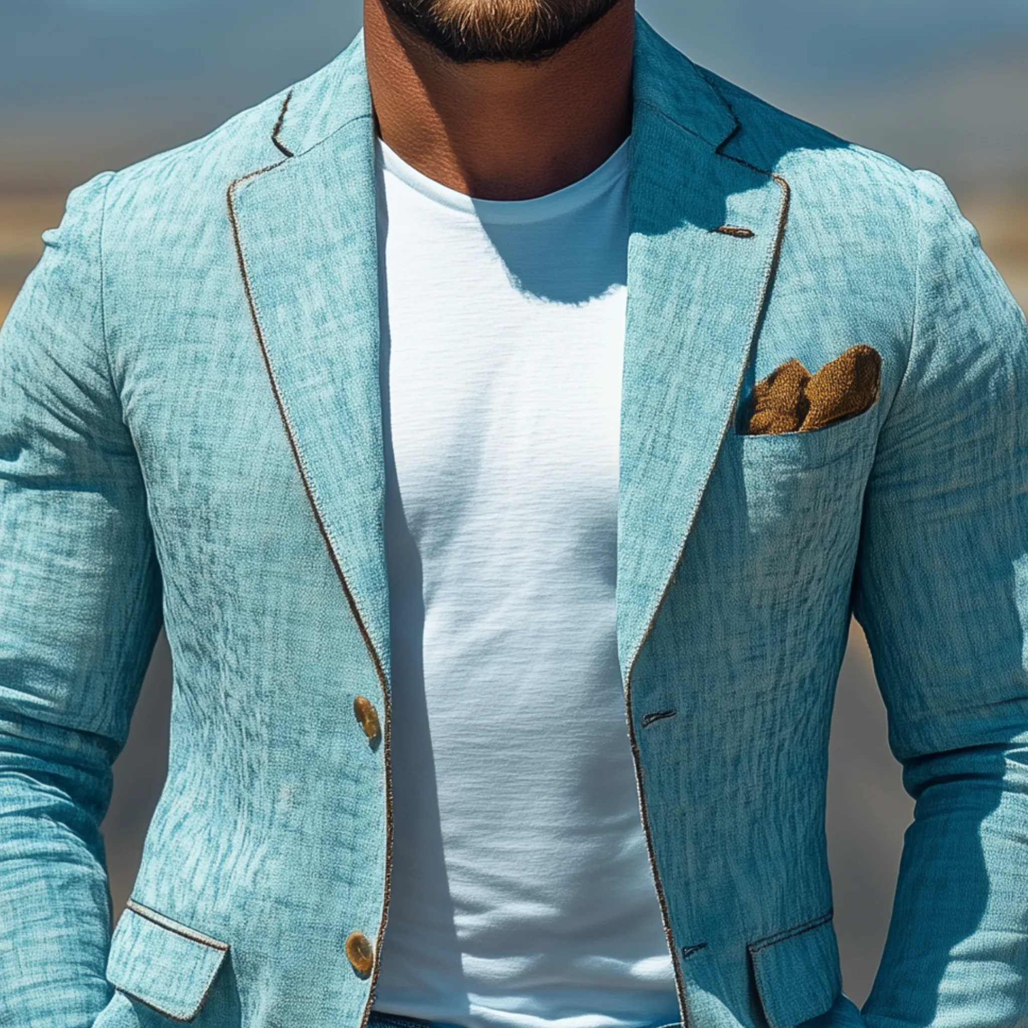 Men's Classic Casual Cotton And Linen Blend Collar Hem Single-breasted Slim-fit Blazer MTA1972G4K sold by Manly product image thumbnail 4