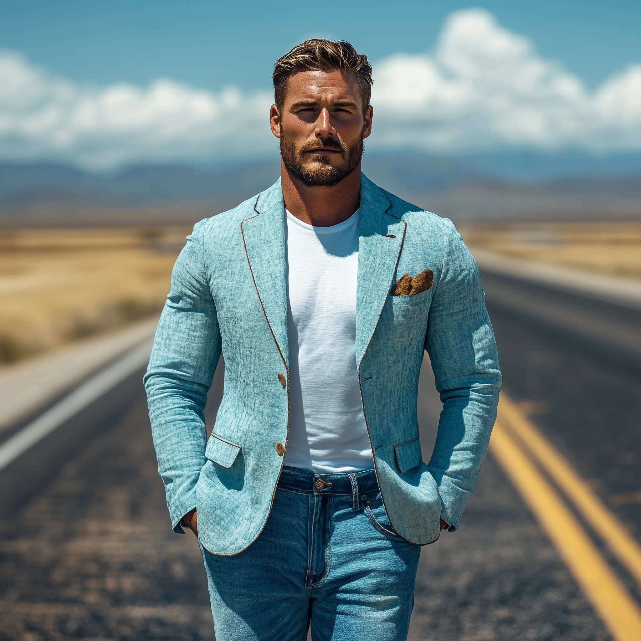 Men's Classic Casual Cotton And Linen Blend Collar Hem Single-breasted Slim-fit Blazer MTA1972G4K sold by Manly product image thumbnail 3