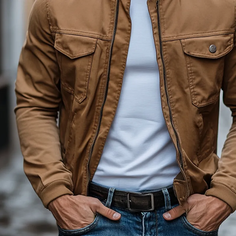 Men's Cotton Multi-Pocket Casual Baseball Collar Jacket MTA1911G9X sold by Manly product image thumbnail 4