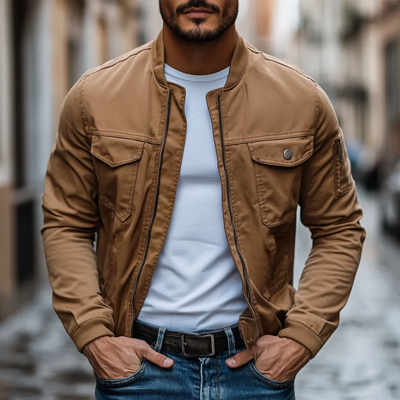 Men's Cotton Multi-Pocket Casual Baseball Collar Jacket MTA1911G9X sold by Manly product image thumbnail 2