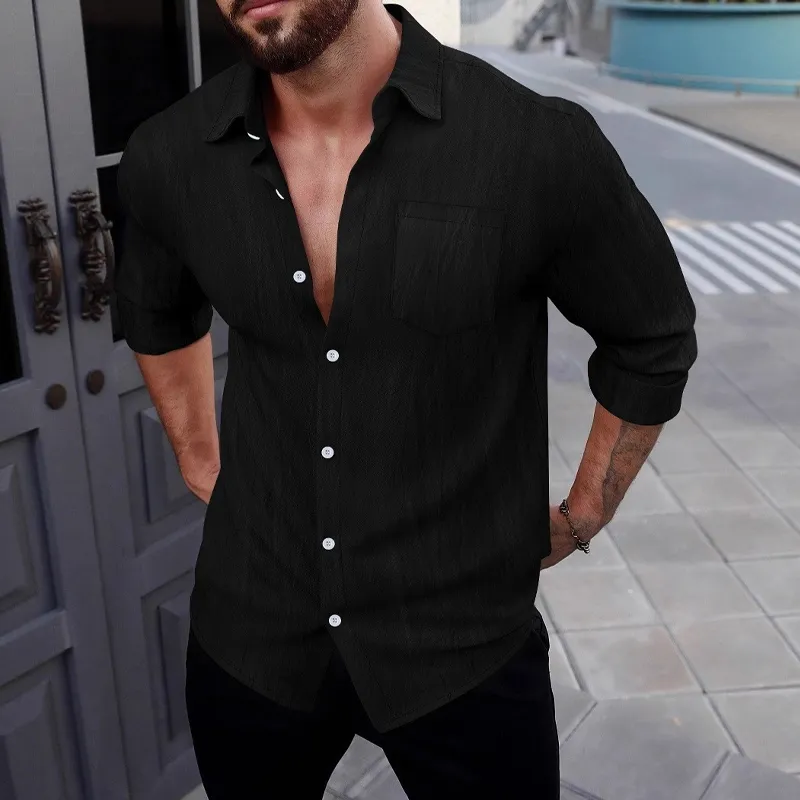 Men's Cotton Blended Solid Color Casual Long Sleeve Shirt MTA1974G7X sold by Manly product image thumbnail 3