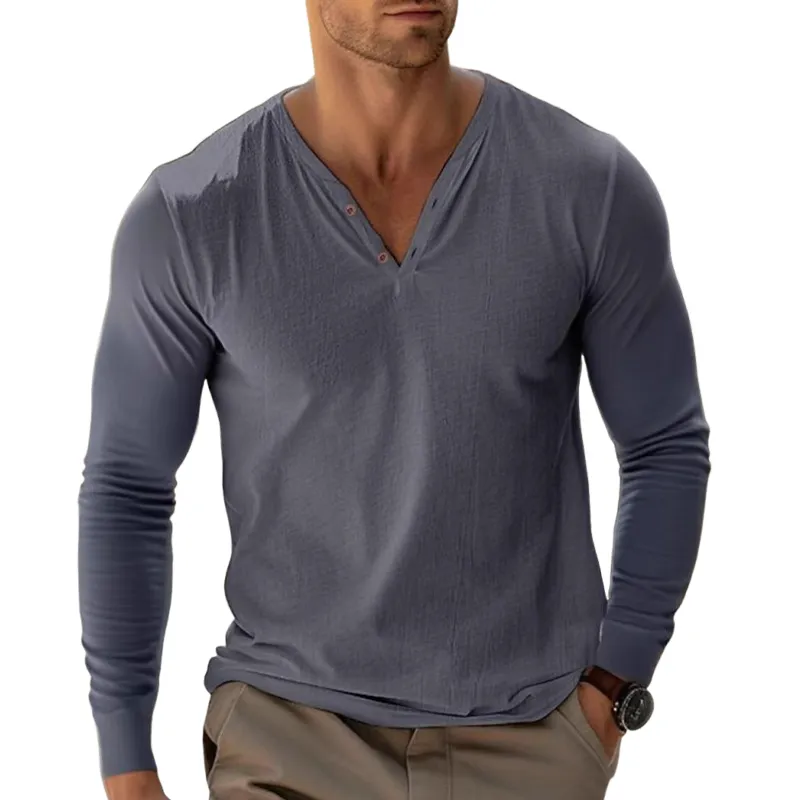 Men's Cotton Blend V-Neck Long Sleeve T-Shirt MTA1911G6X sold by Manly product image thumbnail 3