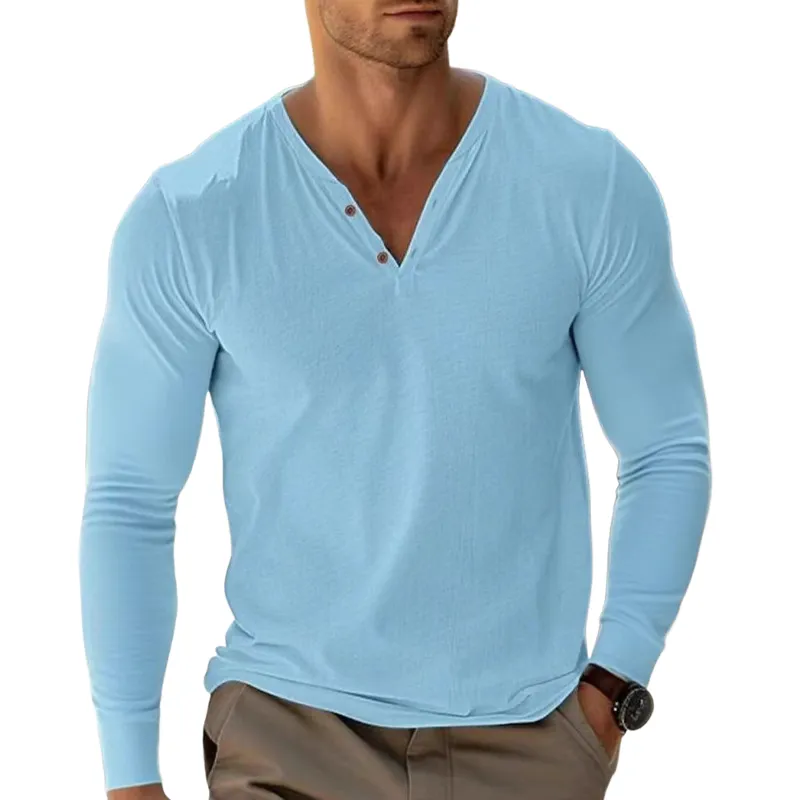 Men's Cotton Blend V-Neck Long Sleeve T-Shirt MTA1911G6X sold by Manly product image thumbnail 2