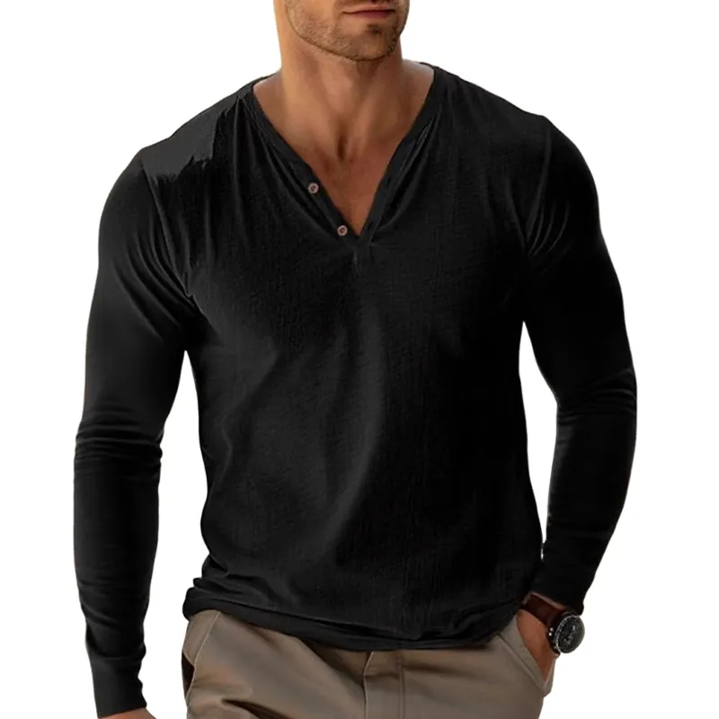 Men's Cotton Blend V-Neck Long Sleeve T-Shirt MTA1911G6X sold by Manly product image thumbnail 4