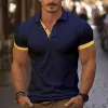 Men's Contrast Color Cotton Blend Short Sleeve Polo Shirt MTA1954G7X sold by Manly