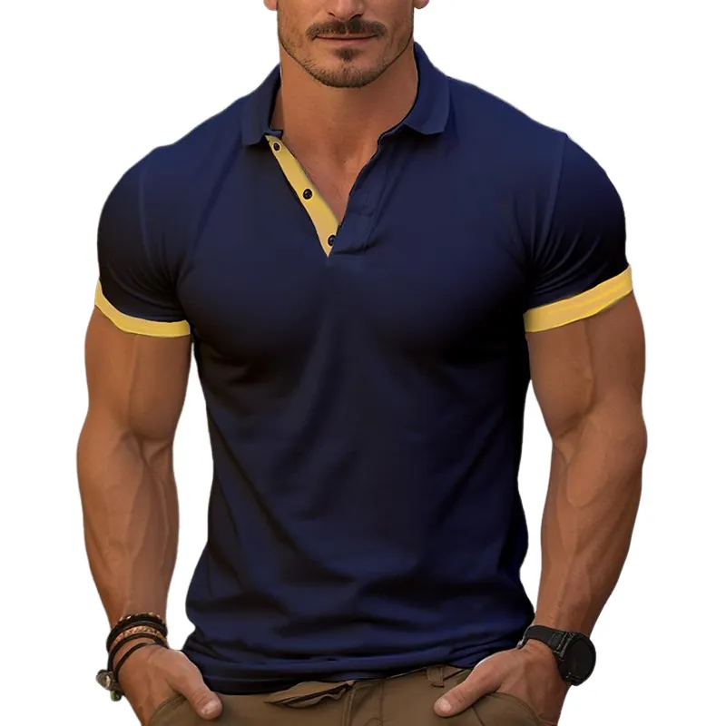 Men's Contrast Color Cotton Blend Short Sleeve Polo Shirt MTA1954G7X sold by Manly