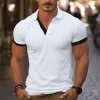 Men's Contrast Color Cotton Blend Short Sleeve Polo Shirt MTA1954G7X sold by Manly