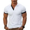Men's Contrast Color Cotton Blend Short Sleeve Polo Shirt MTA1954G7X sold by Manly