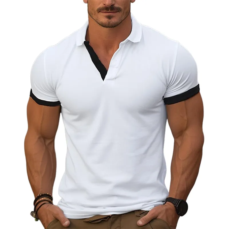 Men's Contrast Color Cotton Blend Short Sleeve Polo Shirt MTA1954G7X sold by Manly product image thumbnail 2