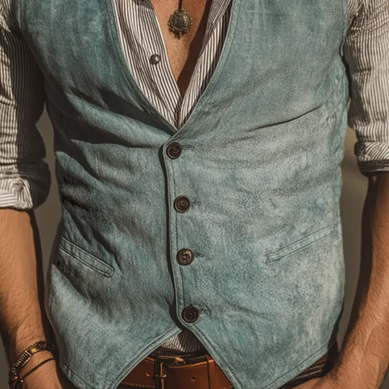 Men's Retro Casual High Quality Washed Denim Vest MTA1800G7TO sold by Manly product image thumbnail 3