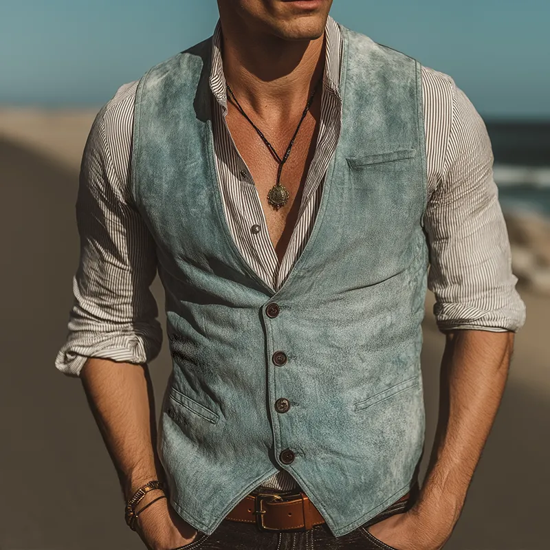 Men's Retro Casual High Quality Washed Denim Vest MTA1800G7TO sold by Manly product image thumbnail 2