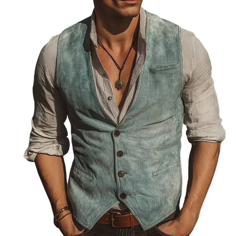 Men's Retro Casual High Quality Washed Denim Vest  MTA1800G7TO sold by Manly