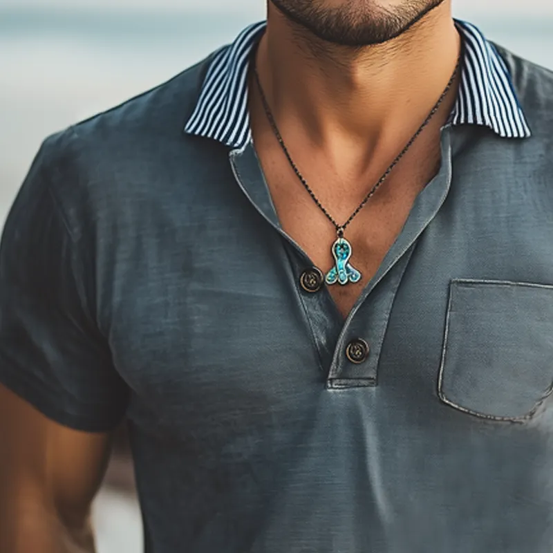 Men's Business Horizontal Stripe Polo Collar Short Sleeve T-Shirt MTA1909G3U sold by Manly product image thumbnail 5