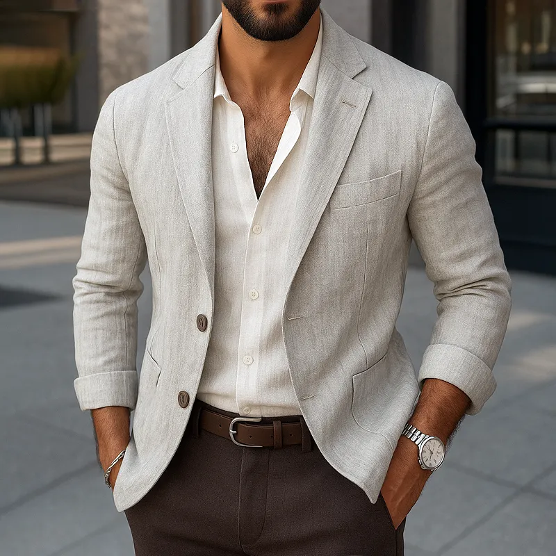 Men's Fashion Notch Lapel Two Buttons Casual Blazer MTA1983G4Z sold by Manly product image thumbnail 2