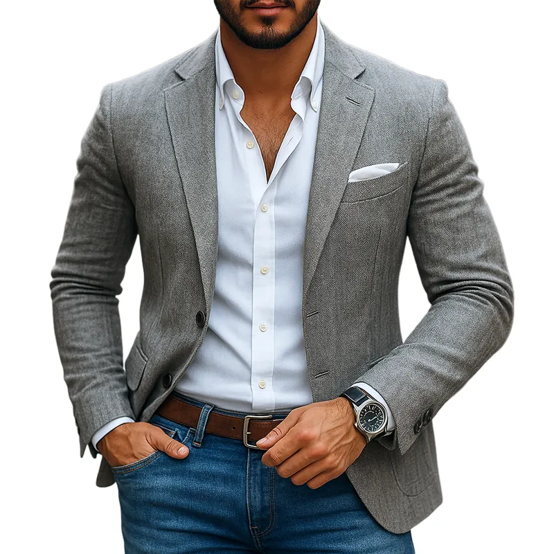 Men's Fashion Notch Lapel Two Buttons Casual Blazer MTA1917G8Z sold by Manly