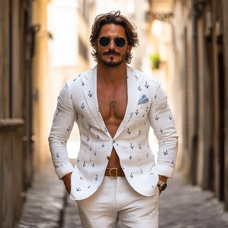 Men's Fashion Anchor Peak Lapel One Button Casual Blazer MTA1997G1Z sold by Manly product image thumbnail 3