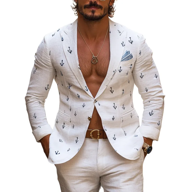 Men's Fashion Anchor Peak Lapel One Button Casual Blazer MTA1997G1Z sold by Manly