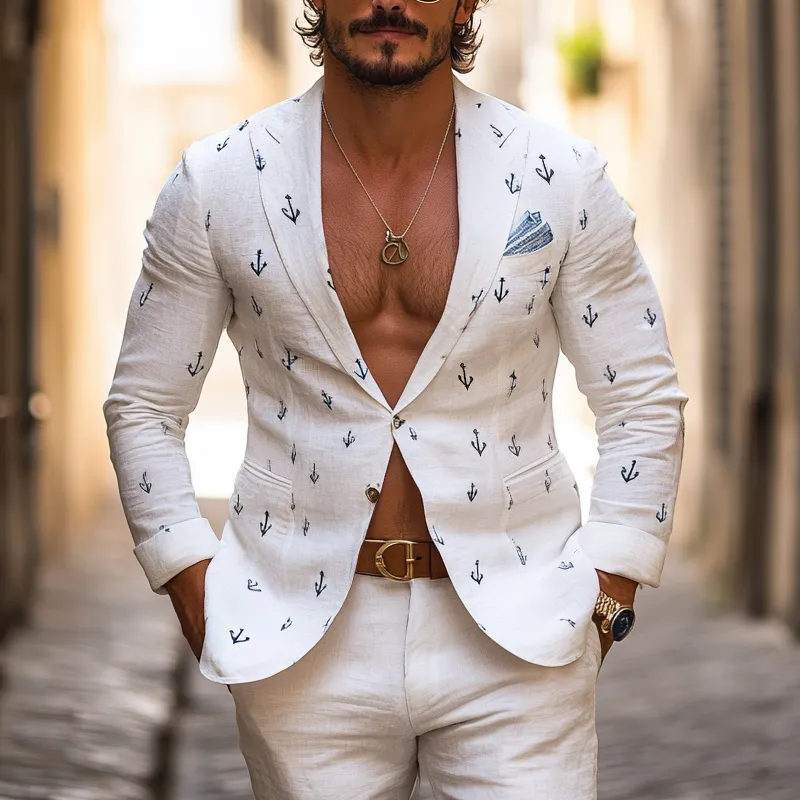 Men's Fashion Anchor Peak Lapel One Button Casual Blazer MTA1997G1Z sold by Manly product image thumbnail 2