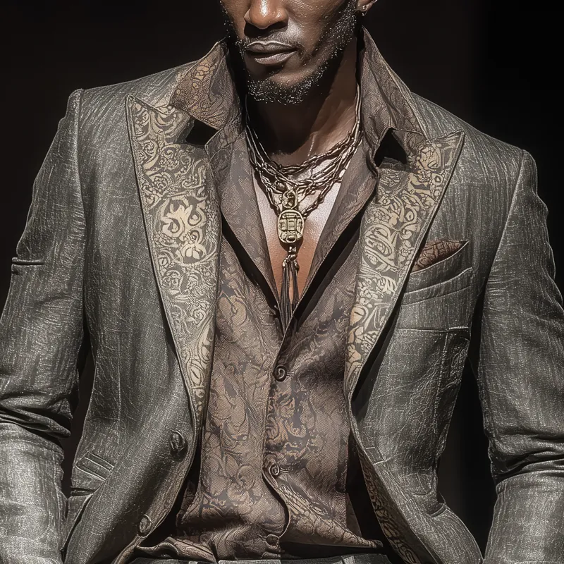 Men's Fashion Vintage Peak Lapel Single Breasted Casual Blazer MTA1884G1Z sold by Manly product image thumbnail 3