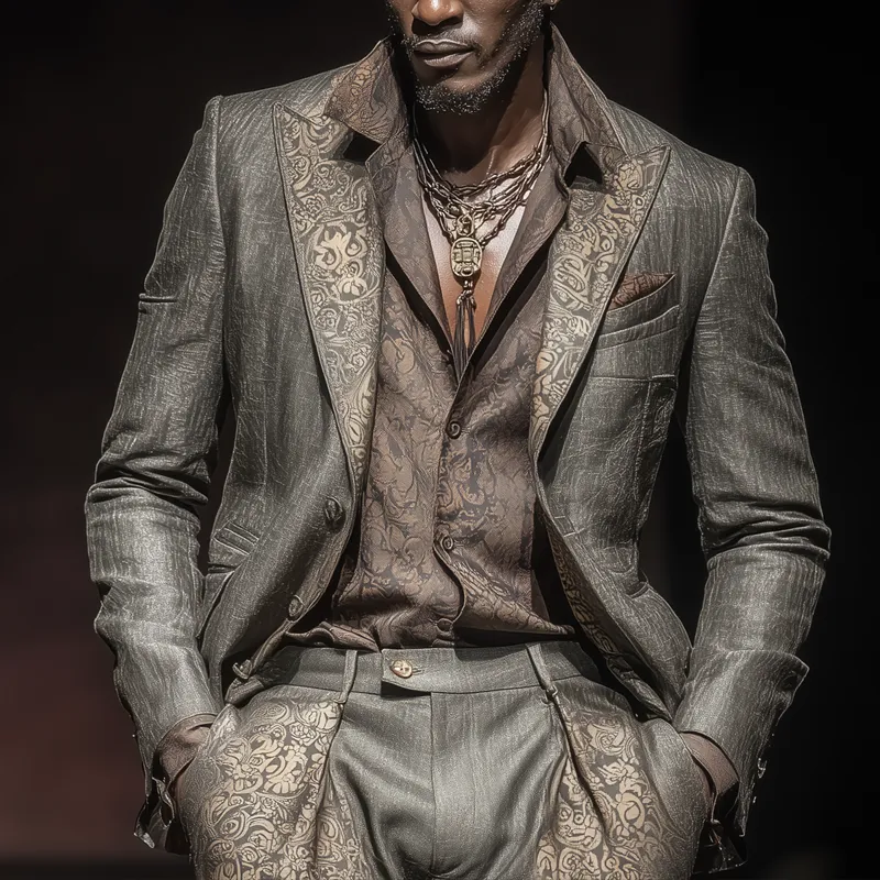 Men's Fashion Vintage Peak Lapel Single Breasted Casual Blazer MTA1884G1Z sold by Manly product image thumbnail 2