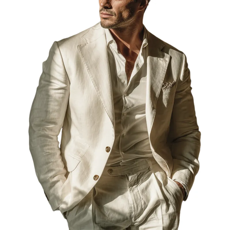 Men's Cotton Solid Color Double-breasted Thin Blazer MTA1771G1X sold by Manly