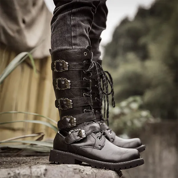 MEN'S LACE UP METAL SKULL BUCKLE DESIGN LACE UP BOOTS MTA1716G2I sold by Manly product image thumbnail 2