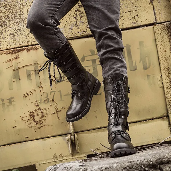 MEN'S LACE UP METAL SKULL BUCKLE DESIGN LACE UP BOOTS MTA1716G2I sold by Manly product image thumbnail 4