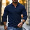 Men's Casual Breathable Skin-friendly Solid Color Cotton Lapel Slim Fit Long Sleeve T-shirt MTA2145G9M sold by Manly
