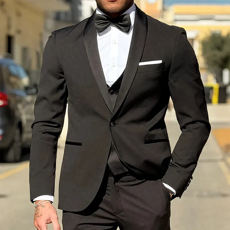 Men's Retro Casual Solid Color Satin Splicing Dress High-end Blazer MTA2190G4TO sold by Manly product image thumbnail 2