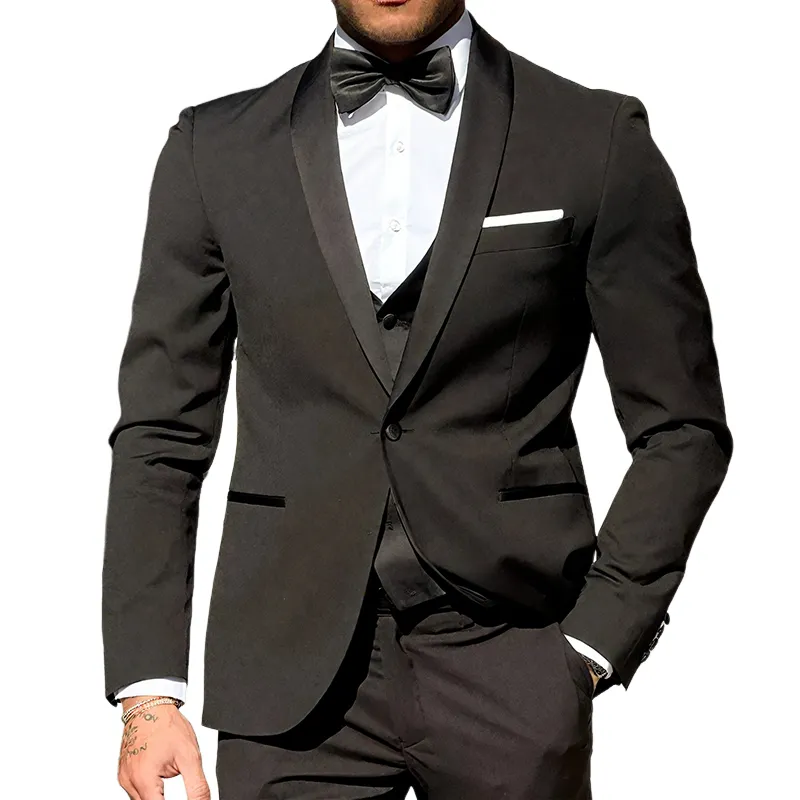 Men's Retro Casual Solid Color Satin Splicing Dress High-end Blazer MTA2190G4TO sold by Manly