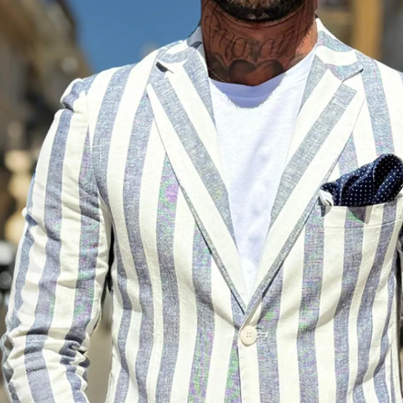 Men's Retro Casual Striped Print Blazer MTA2115G0TO sold by Manly product image thumbnail 3