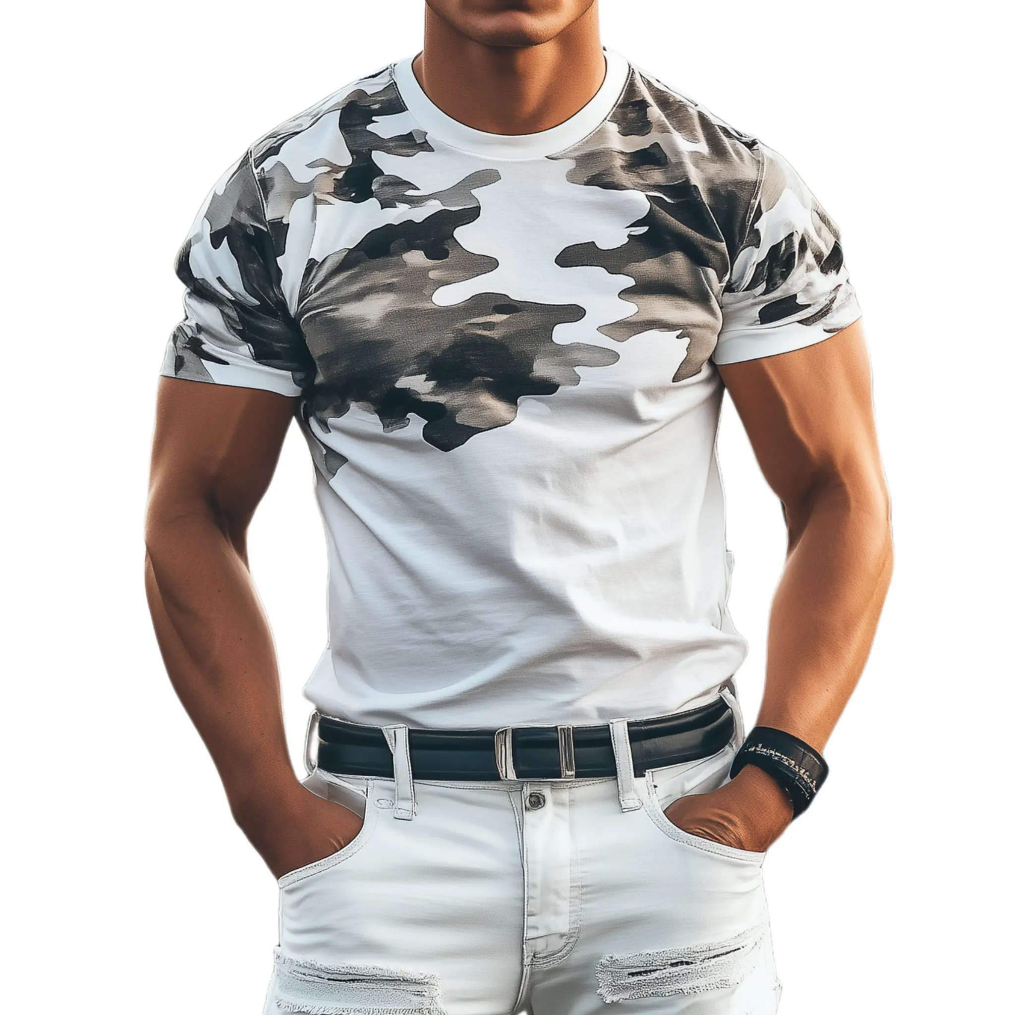 Men's Classic Casual Cotton Blend Camouflage Print Slim Fit Round Neck Short Sleeve T-Shirt MTA2115G8K sold by Manly