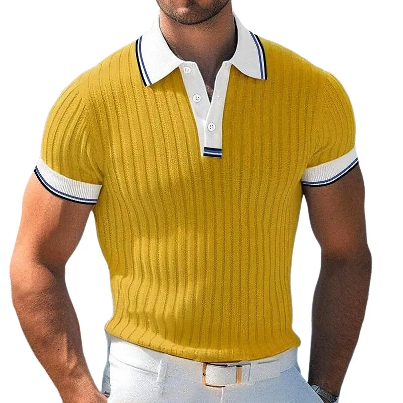 Men's Knitted Colorblock Short-sleeved POLO Shirt MTA2106G4X sold by Manly