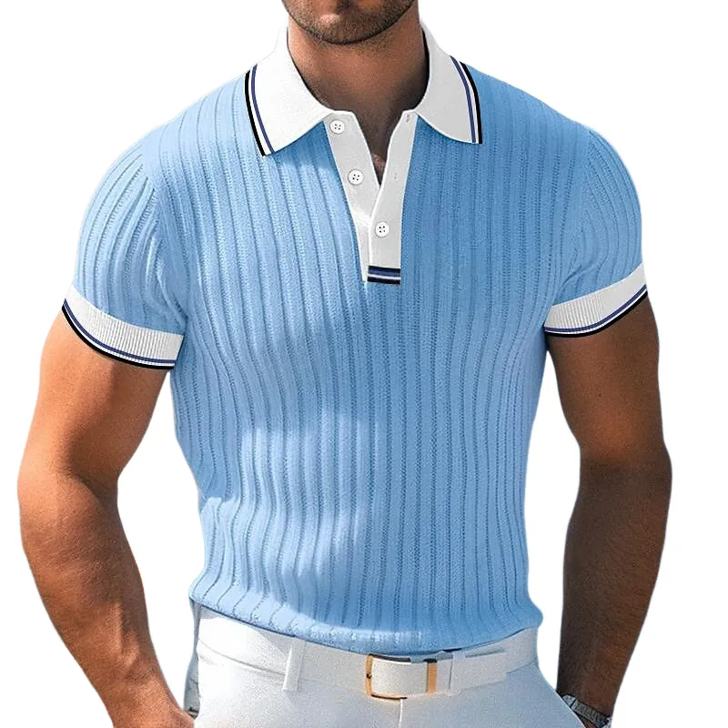 Men's Knitted Colorblock Short-sleeved POLO Shirt MTA2106G4X sold by Manly product image thumbnail 5