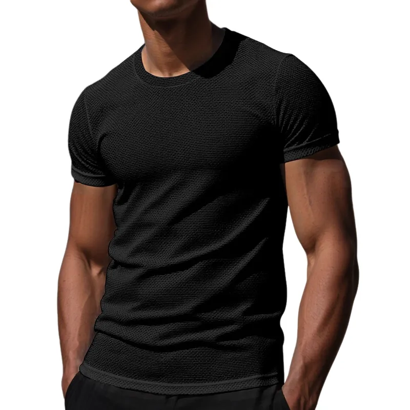 Men's Solid Color Textured Round Neck Short-sleeved T-shirt MTA2100G1X sold by Manly