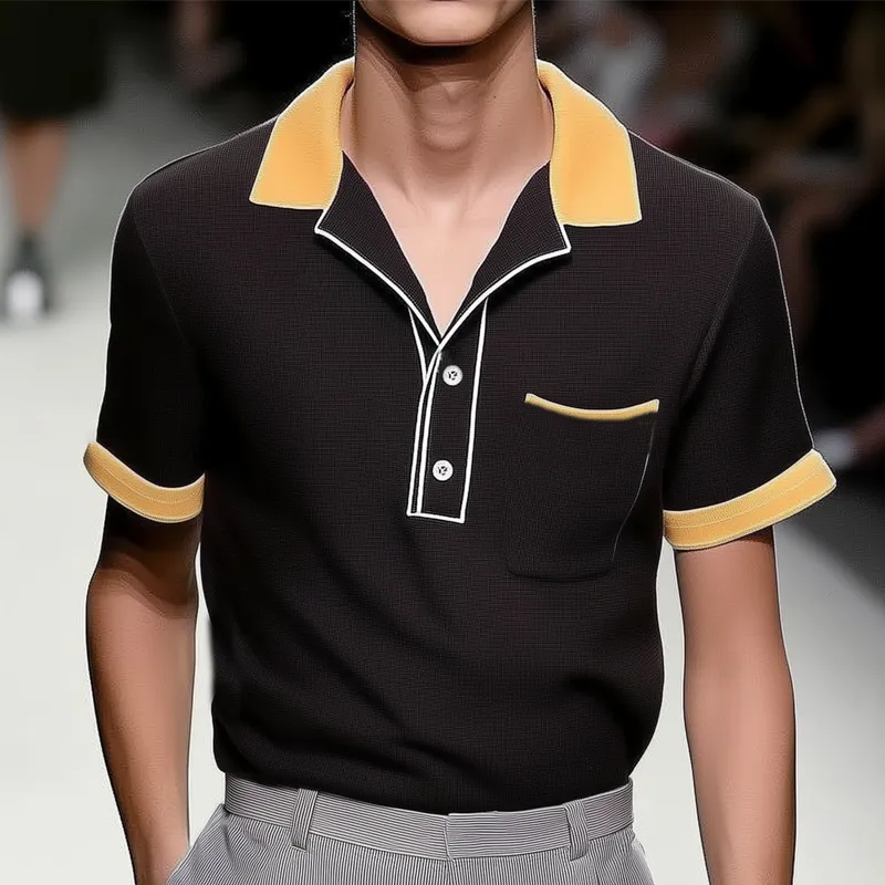 Men's Business Colorblock Polo Neck Short Sleeve T-Shirt MTA2106G9U sold by Manly product image thumbnail 2