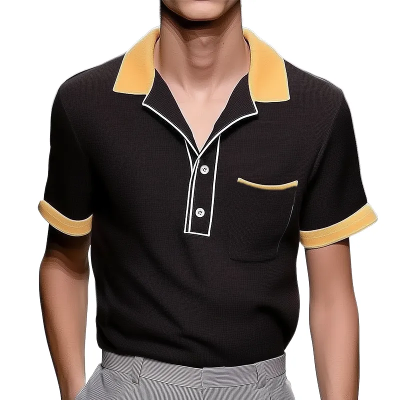 Men's Business Colorblock Polo Neck Short Sleeve T-Shirt MTA2106G9U sold by Manly