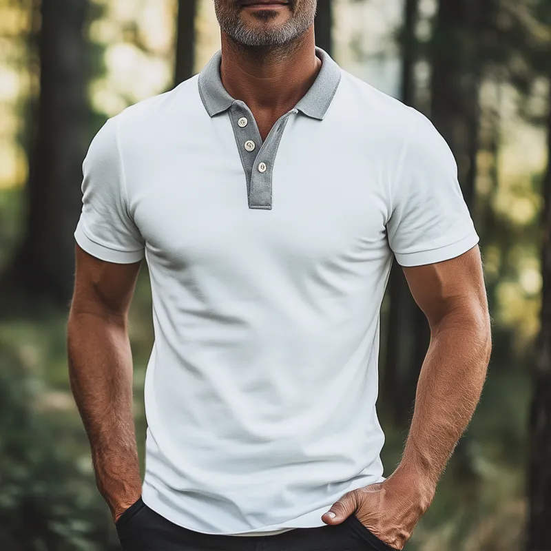 Men's Business Colorblock Polo Neck Short Sleeve T-Shirt MTA2119G4U sold by Manly product image thumbnail 2