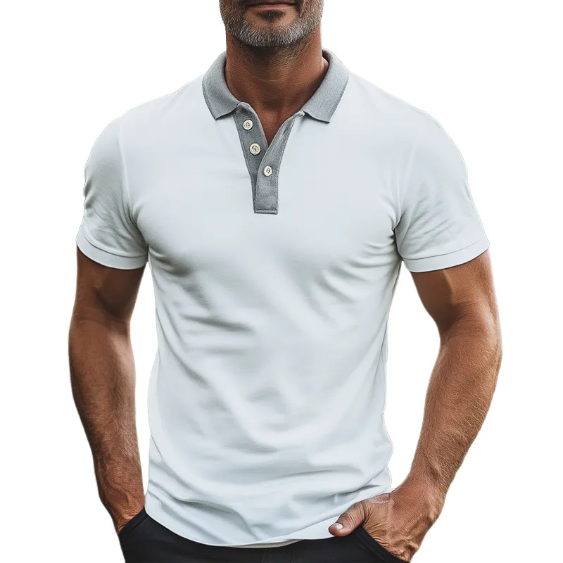 Men's Business Colorblock Polo Neck Short Sleeve T-Shirt MTA2119G4U sold by Manly