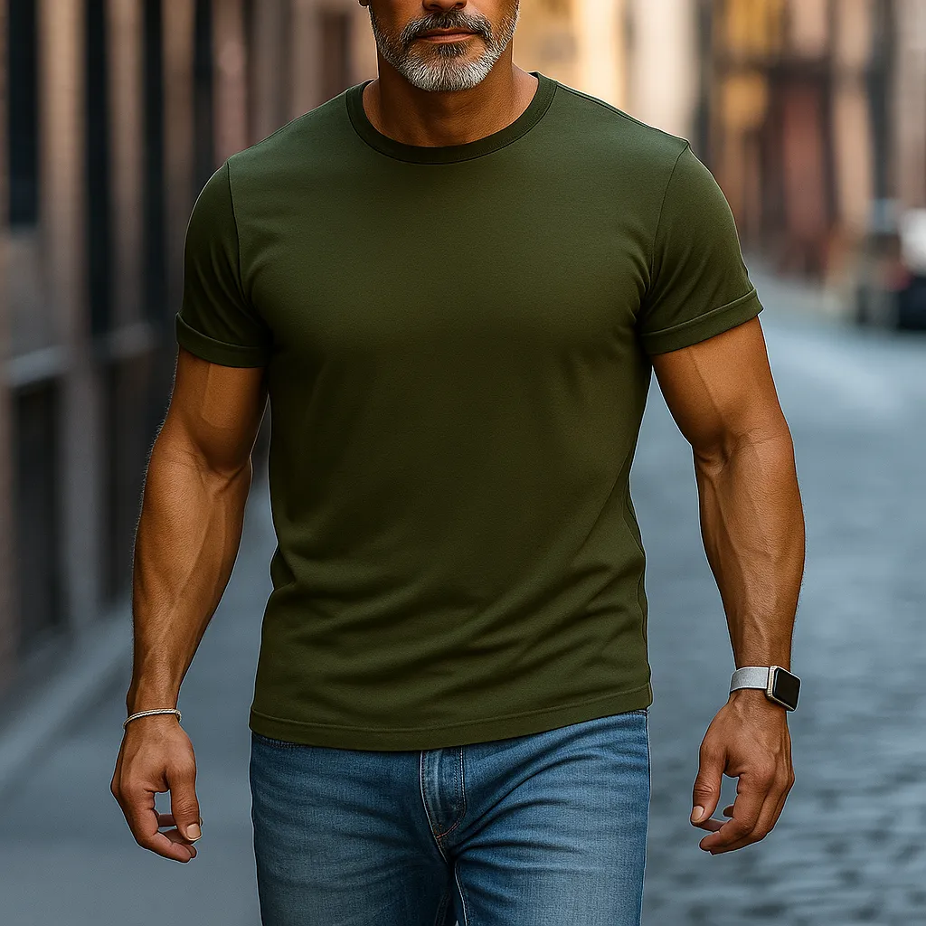 Men's Summer Basic Solid Color Cotton Short Sleeve T-Shirt MTA2169G1P sold by Manly product image thumbnail 5