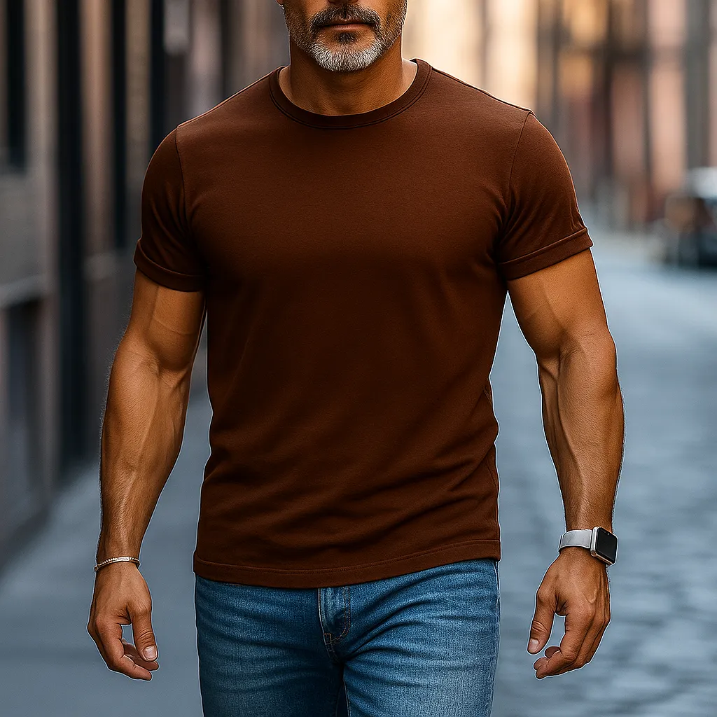 Men's Summer Basic Solid Color Cotton Short Sleeve T-Shirt MTA2169G1P sold by Manly product image thumbnail 3