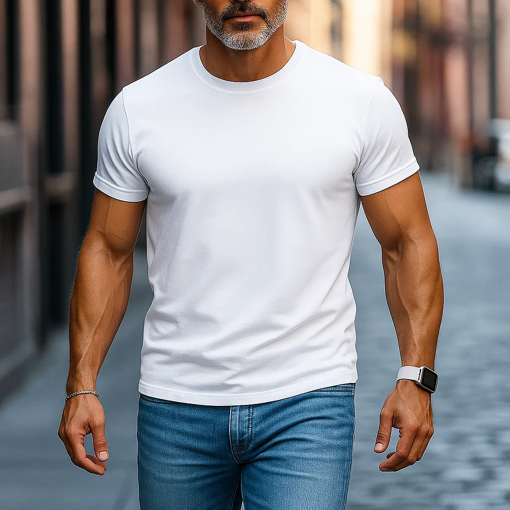 Men's Summer Basic Solid Color Cotton Short Sleeve T-Shirt MTA2169G1P sold by Manly product image thumbnail 4