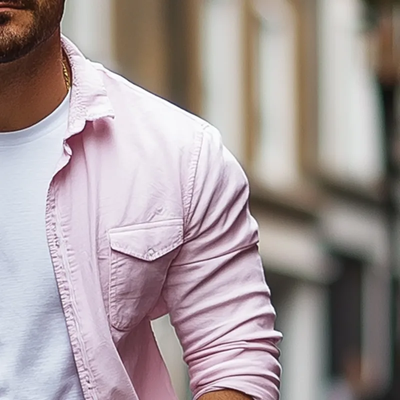 Men's Basic Solid Color Cotton Blend Long Sleeve Shirt MTA2182G1P sold by Manly product image thumbnail 4