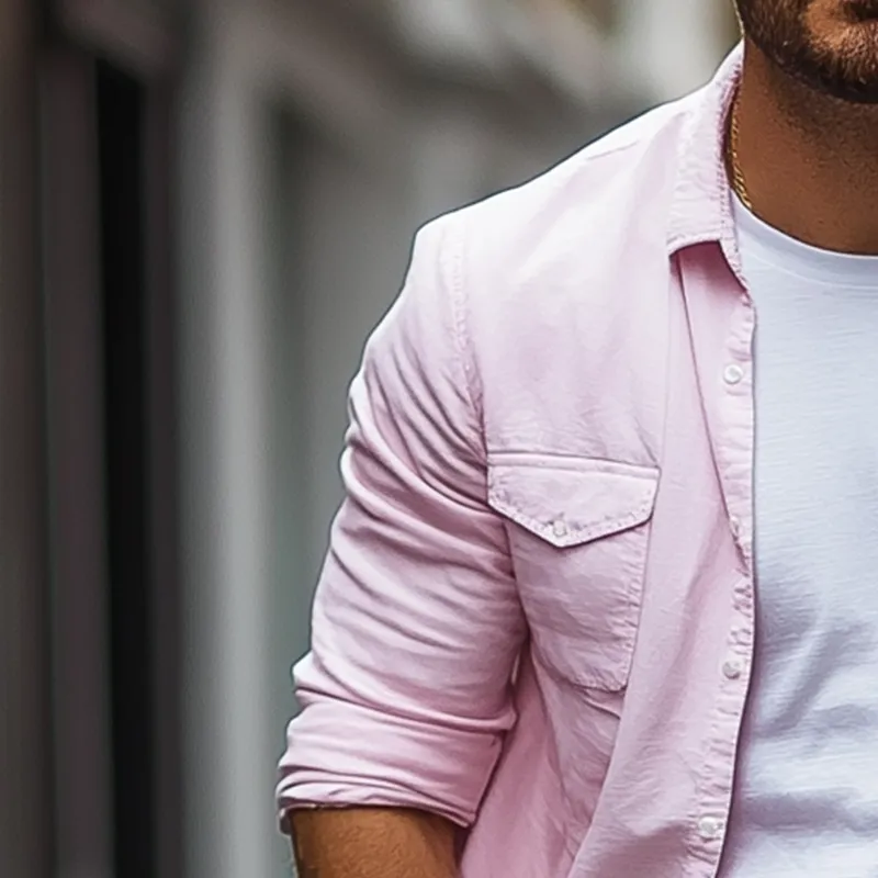 Men's Basic Solid Color Cotton Blend Long Sleeve Shirt MTA2182G1P sold by Manly product image thumbnail 3