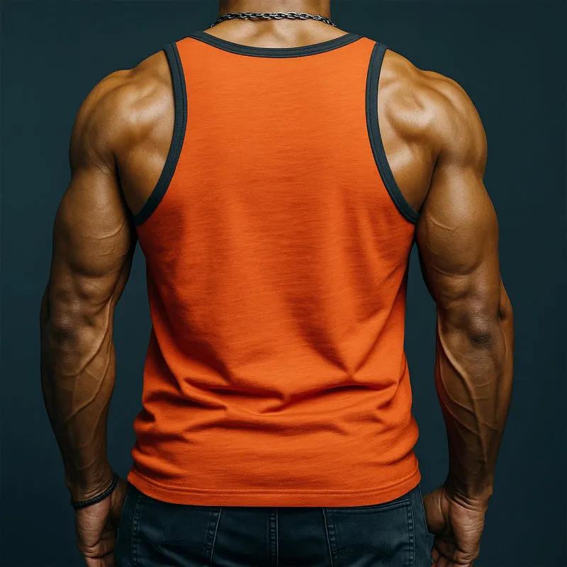 Men's Casual Breathable Skin-friendly Colorblock Cotton U-neck Slim Fit Tank Top MTA0798G1M sold by Manly product image thumbnail 3