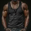 Men's Casual Breathable Skin-friendly Cotton U-neck Slim Fit Tank Top MTA0746G0M sold by Manly